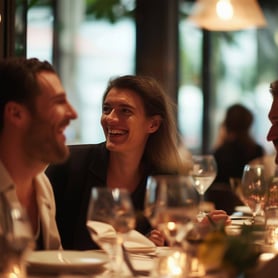 happy customers at a fine dining restaurant smiling and talking-Oct-28-2024-02-13-28-8480-AM